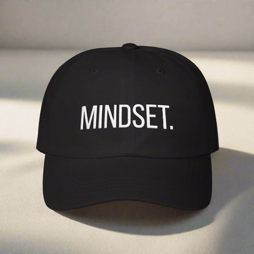 A motivational black dad cap made by midal core