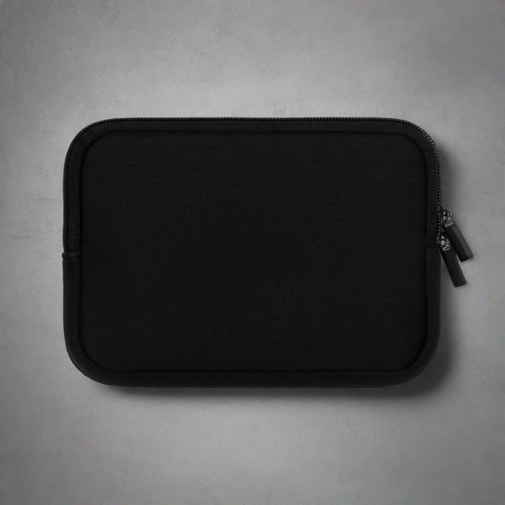 back of a motivational laptop/tablet sleeve on a table by midal core
