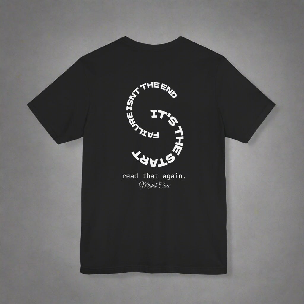 Back view of motivational black t-shirt for success-driven teens – Midalcore