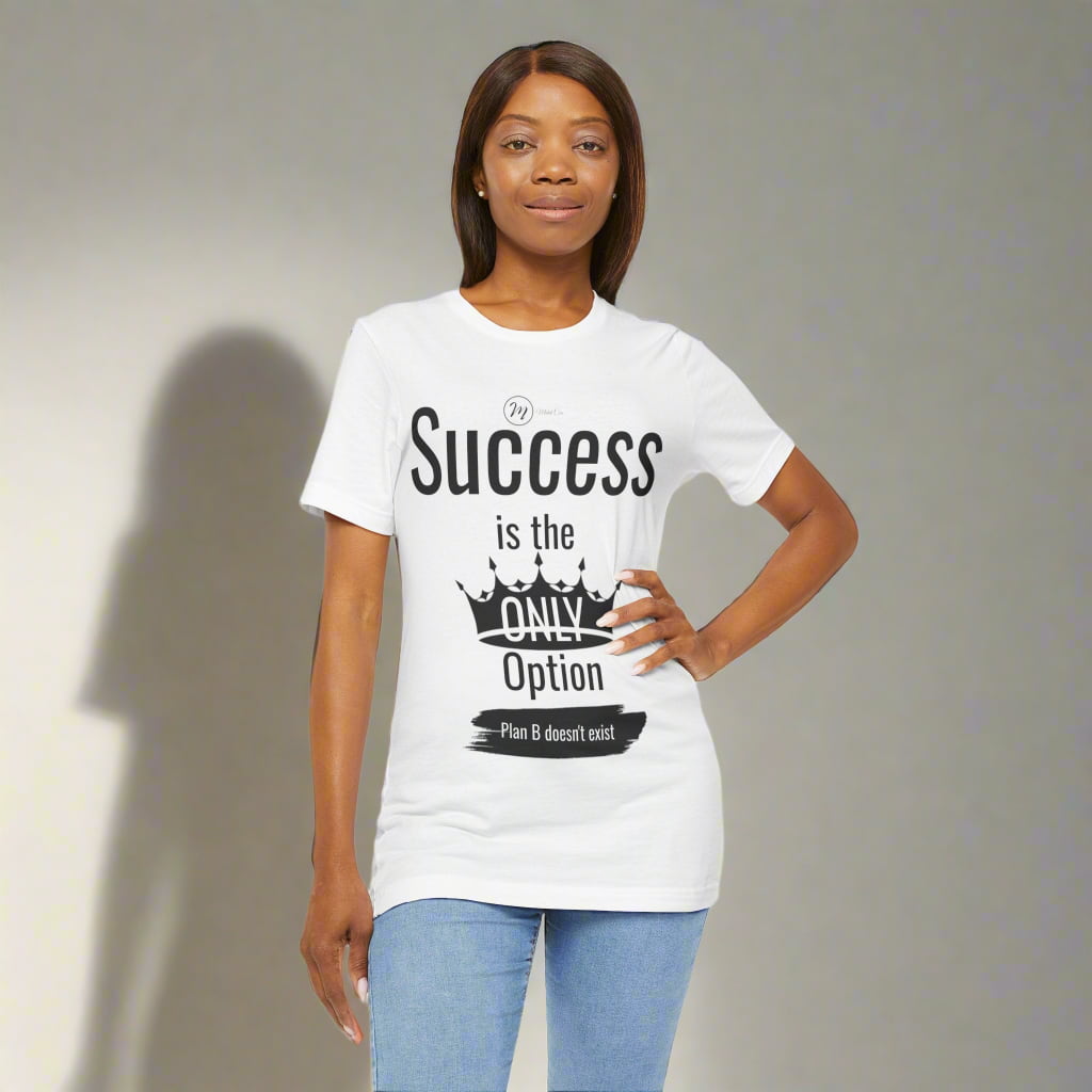 Woman in motivational white t-shirt front view – Midalcore wear