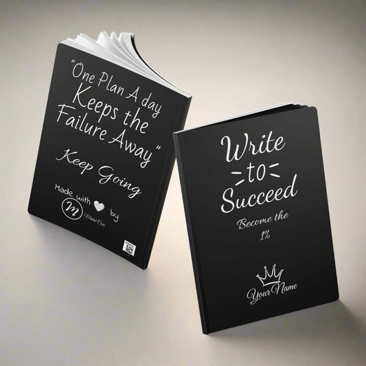 Visual studio mockup of the back and the front of an inspirational notebook made by Midal Core